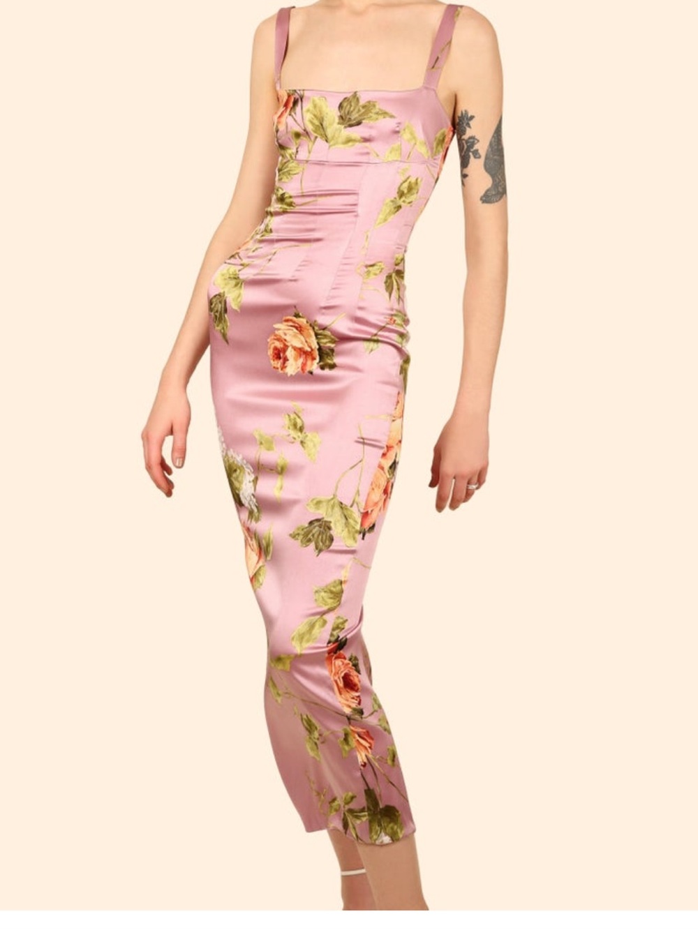 Dolce & Gabbana Cream and Pink Silk Dress and bra